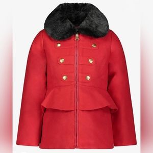 Jessica Simpson Little Girl's Dress Coat Jacket with Faux Fur Collar